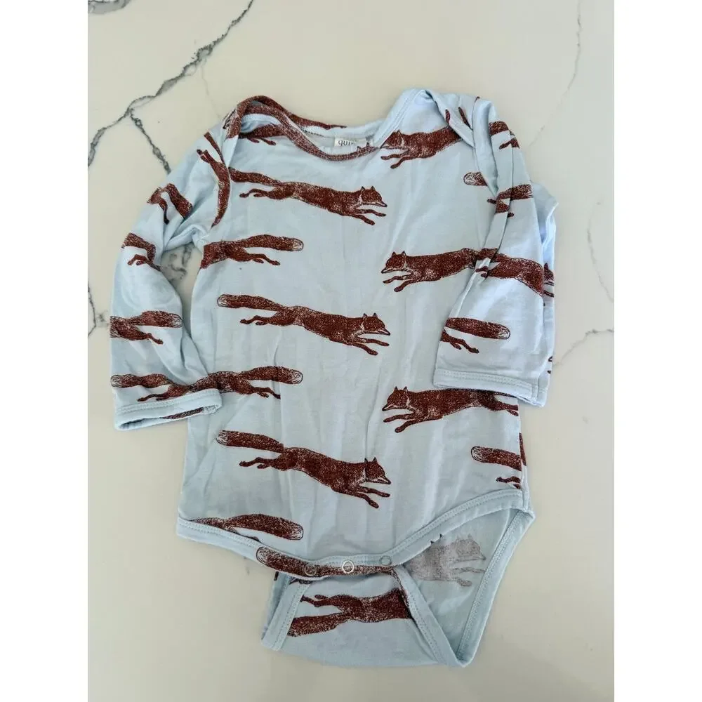 Kate Quinn Organic Bamboo Fox Print Baby Bodysuit